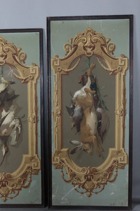 Cinq Panneaux d'Un Décor De Papier Peint Vers 1865