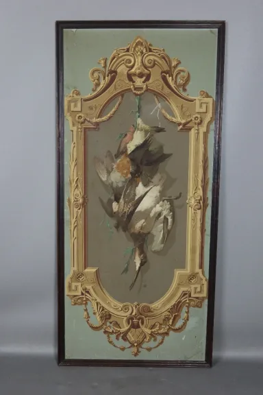 Cinq Panneaux d'Un Décor De Papier Peint Vers 1865