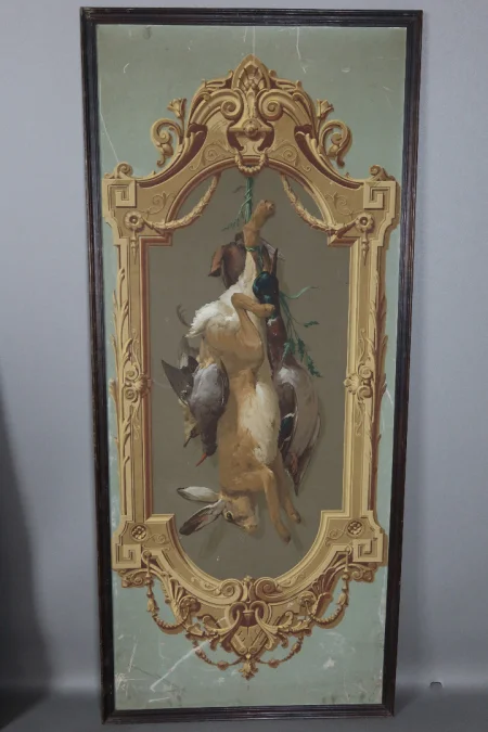Cinq Panneaux d'Un Décor De Papier Peint Vers 1865