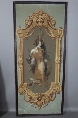 Cinq Panneaux d'Un Décor De Papier Peint Vers 1865