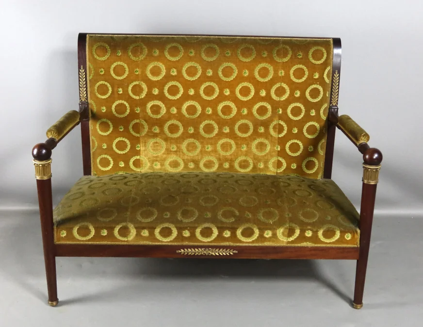 FRENCH EMPIRE STYLE SETTEE AND CHAIRS