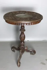 Guéridon Tripode En Bois Sculpté XIX