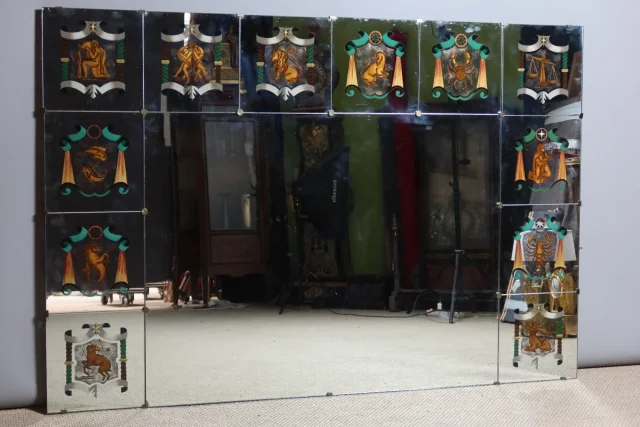 Grand miroir vintage aux signes du zodiaque