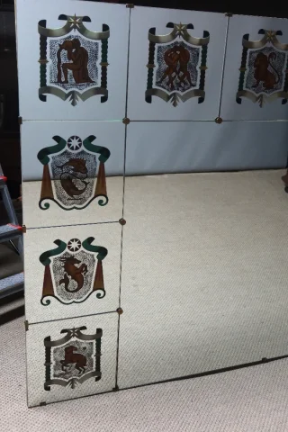 Grand miroir vintage aux signes du zodiaque