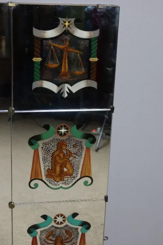 Grand miroir vintage aux signes du zodiaque