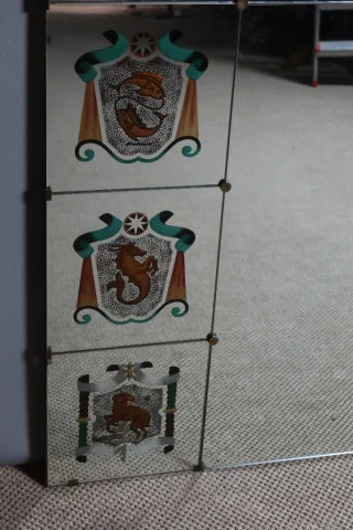 Grand miroir vintage aux signes du zodiaque