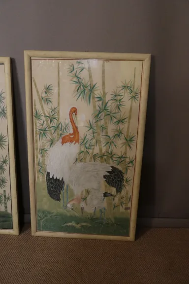 Panneaux décoratifs peints sur soie