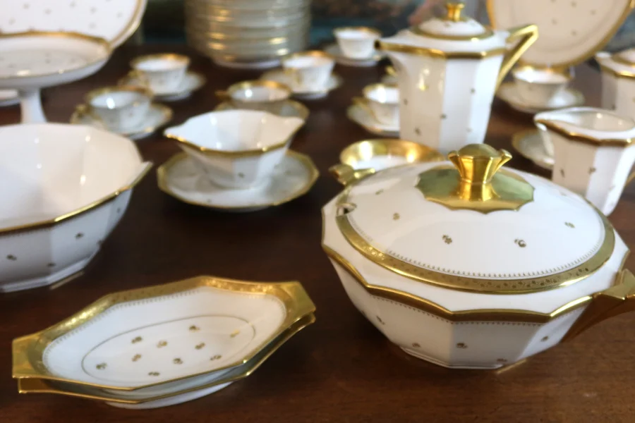 LIMOGES PORCELAIN DINNER AND TEA SERVICE