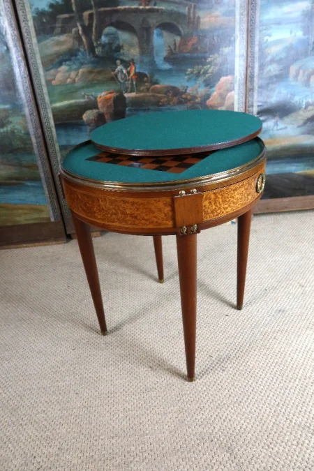 Table à jeux en loupe des années 1940