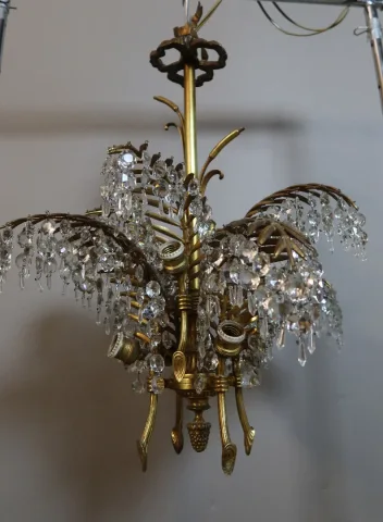 Lustre palmier en bronze d'après Bagués