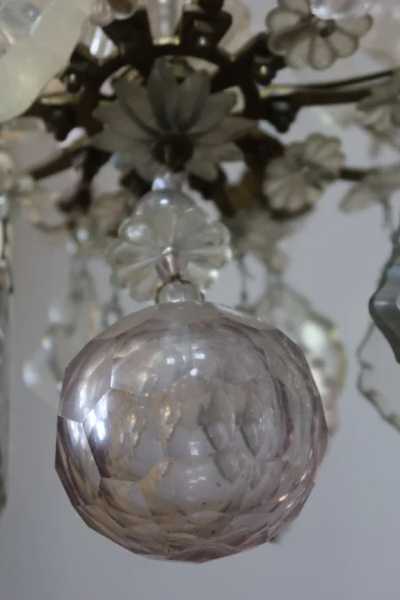 Lustre XIX en bronze et pampilles