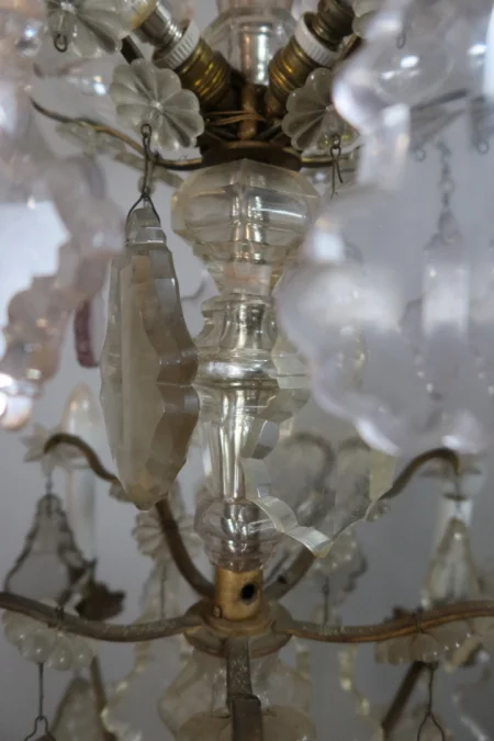 Lustre XIX en bronze et pampilles