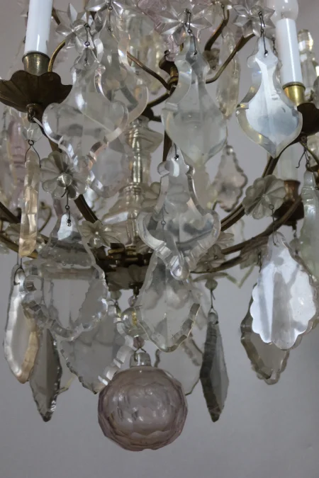 Lustre XIX en bronze et pampilles