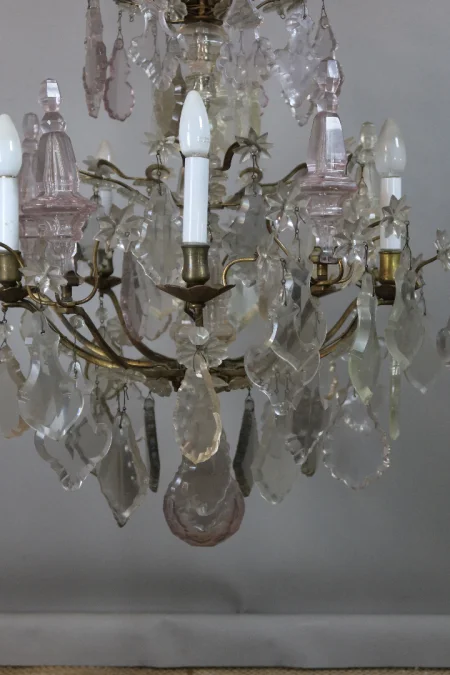 Lustre XIX en bronze et pampilles
