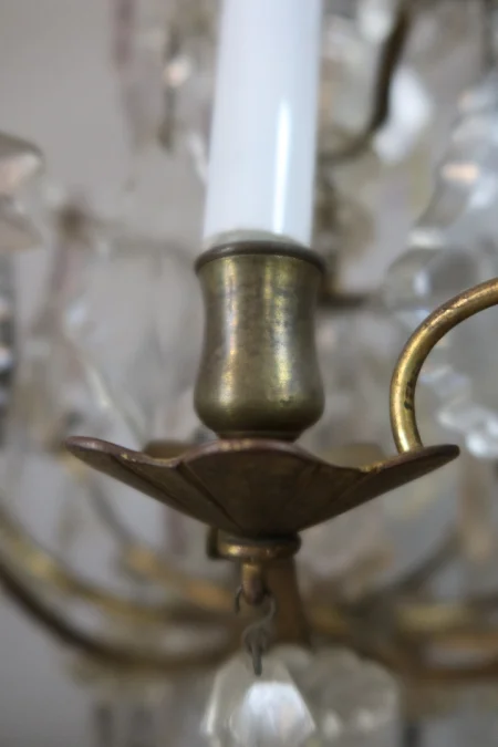 Lustre XIX en bronze et pampilles