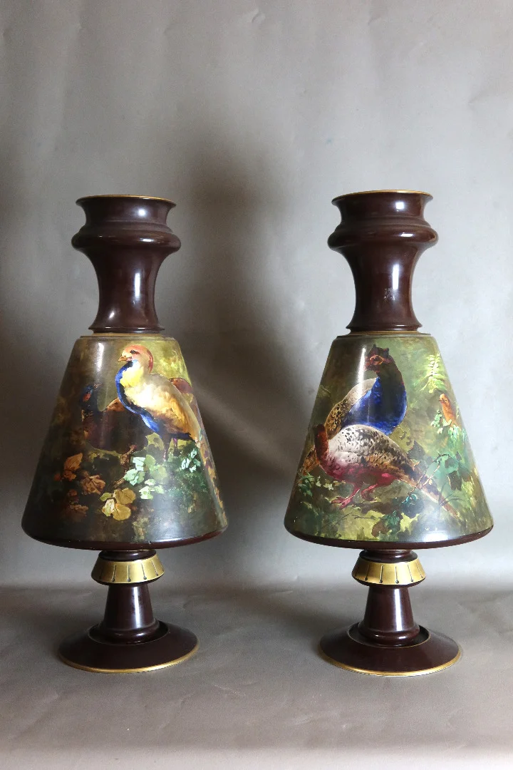Paire de très grands vases Creil et Montereau "Lebeuf Milliet" (1840-1876)