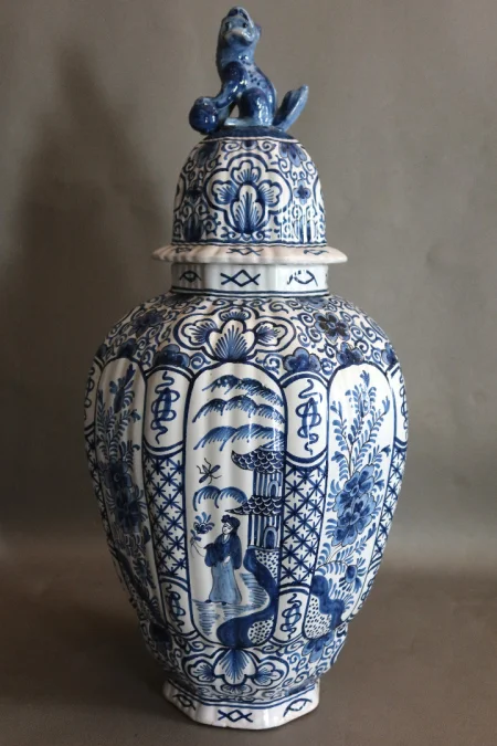 PAIR OF DELFT STYLE POTS