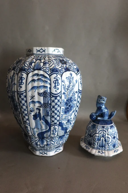 PAIR OF DELFT STYLE POTS