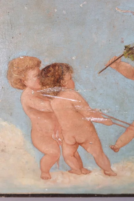 OIL ON CANVAS DEPICTING CHERUBS