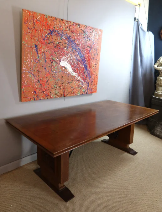 Grande table en chêne Art Déco