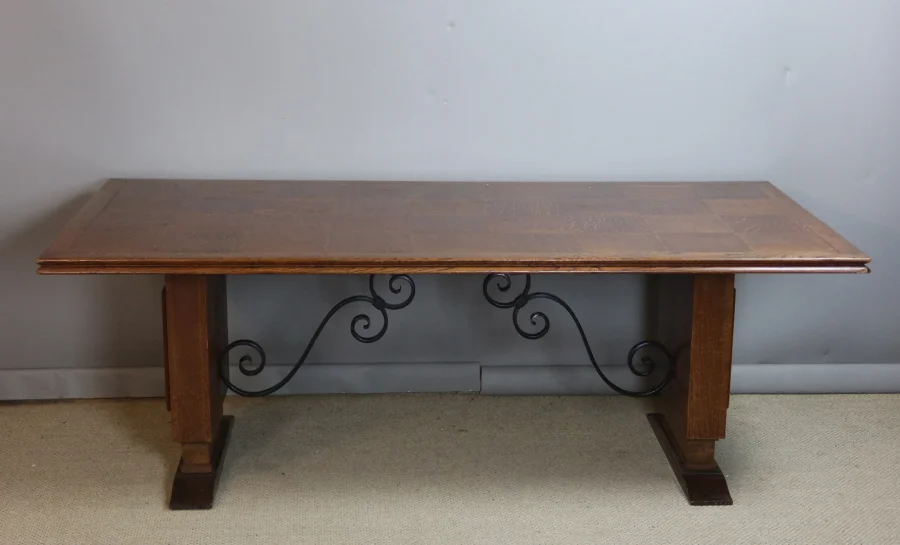 Grande table en chêne Art Déco