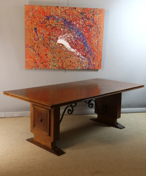 Grande table en chêne Art Déco
