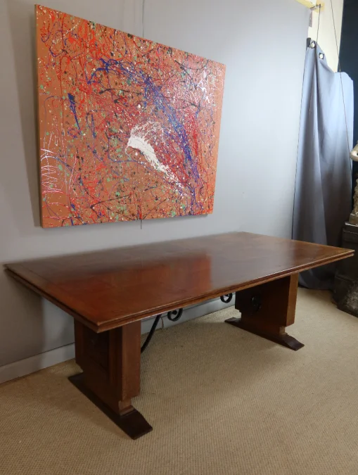 Grande table en chêne Art Déco