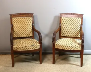 PAIR OF FRENCH EMPIRE PERIOD ARMCHAIRS