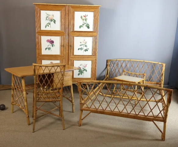 Chambre à coucher en rotin 5 pièces