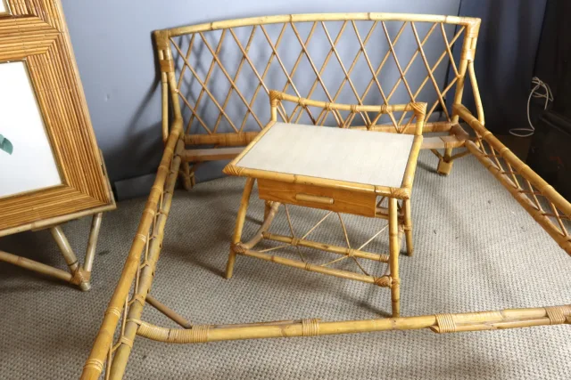Chambre à coucher en rotin 5 pièces