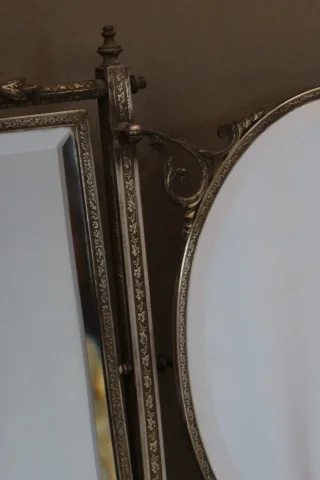 Silvered metal dressing table mirror — Good condition