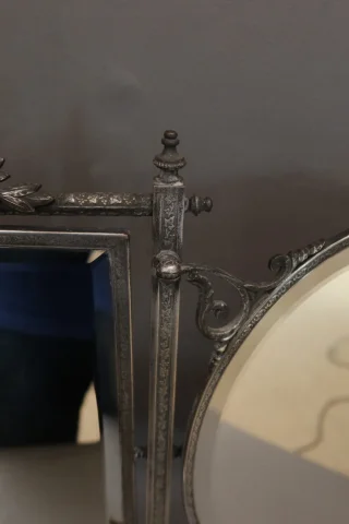 Silvered metal dressing table mirror — Good condition
