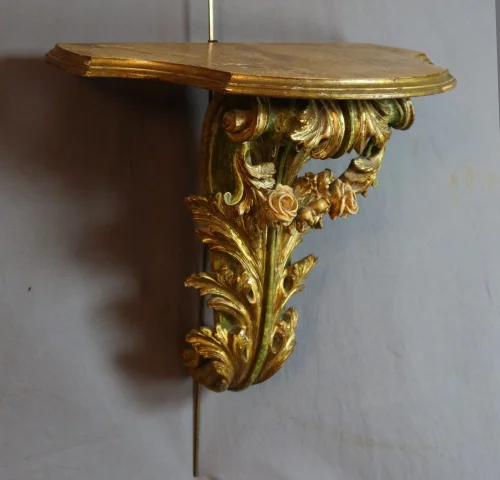 Pair of painted and gilt wood consoles, 20th century — Very good condition
