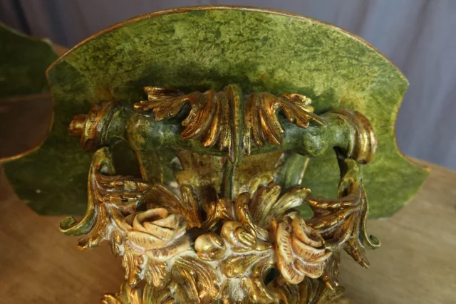 Pair of painted and gilt wood consoles, 20th century — Very good condition