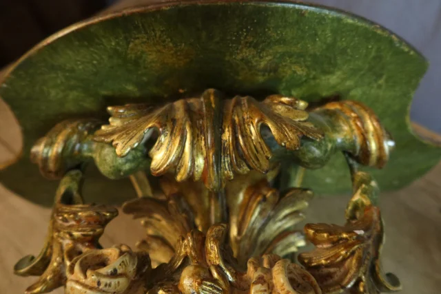 Pair of painted and gilt wood consoles, 20th century — Very good condition