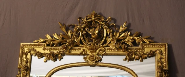 Grote Napoléon III spiegel in verguld hout — Goede staat