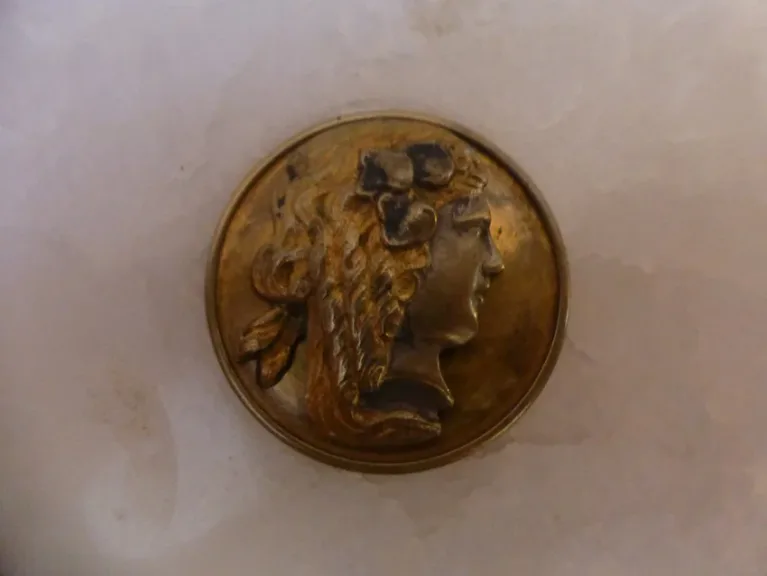 PIATTO DA PEDESTALE ALABASTRO E BRONZO