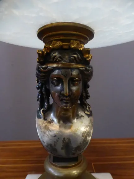 PIATTO DA PEDESTALE ALABASTRO E BRONZO