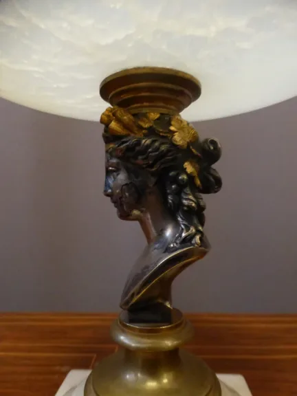 PIATTO DA PEDESTALE ALABASTRO E BRONZO