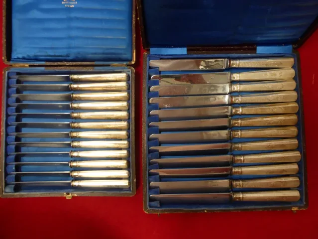 Ménagère de 24 couteaux montés en argent massif