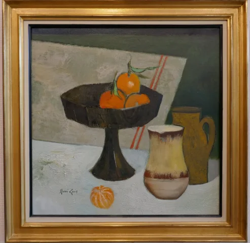 René GENIS (1922-2004)  "Nature morte aux mandarines"
