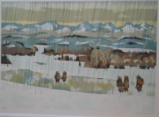 Pierre BICHET (Pontarlier 1922-2008)   "The return of schoolchildren"