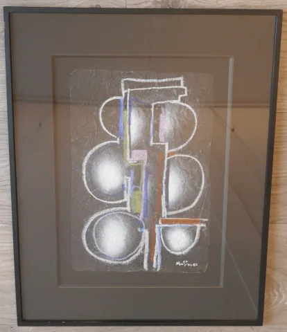 Ladislas KIJNO (1921-2012) Technique mixte sur papier froissé. Oeuvre originale.