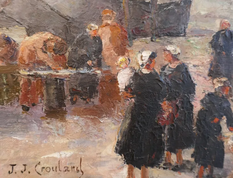 Jeanne Judith CROULARD (XIX / XX) "Market Scene in Brittany"