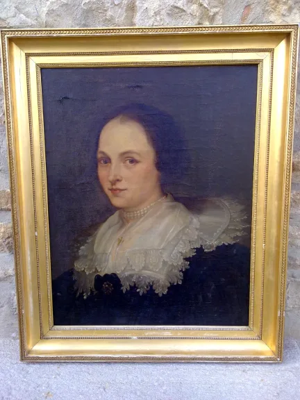 Portrait de Dame au collier de perles. XVII ème siècle