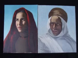ANGLADA PINTO Luis (1973-1946) Orientalist portraits of men and vomen. Signed