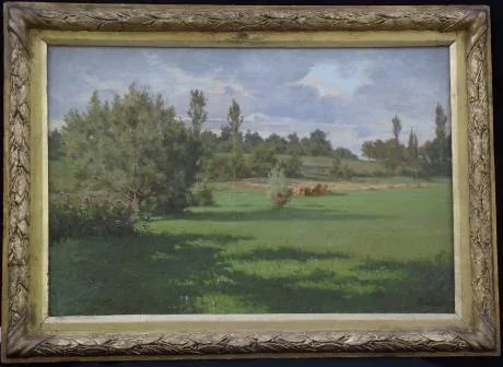 Leon Boudot ( Besançon 1851 - 1928 )  Les moissons  HST 38/57 cm