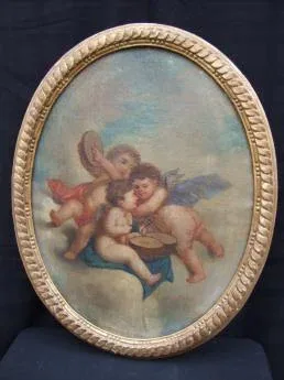 Ecole Italienne 18ème siècle "Trois Putti jouant du tambourin"