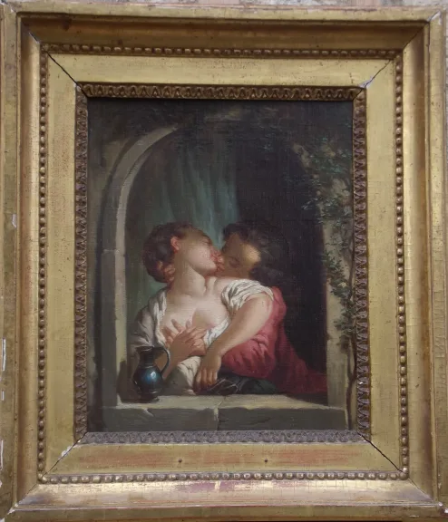 "Le baiser " ou " Petite Scène Libertine du XVIIIème siècle"