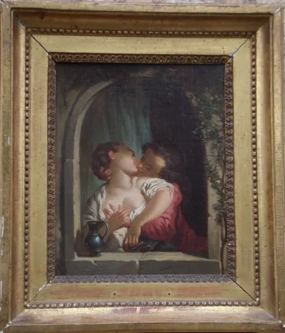 "Le baiser " ou " Petite Scène Libertine du XVIIIème siècle"